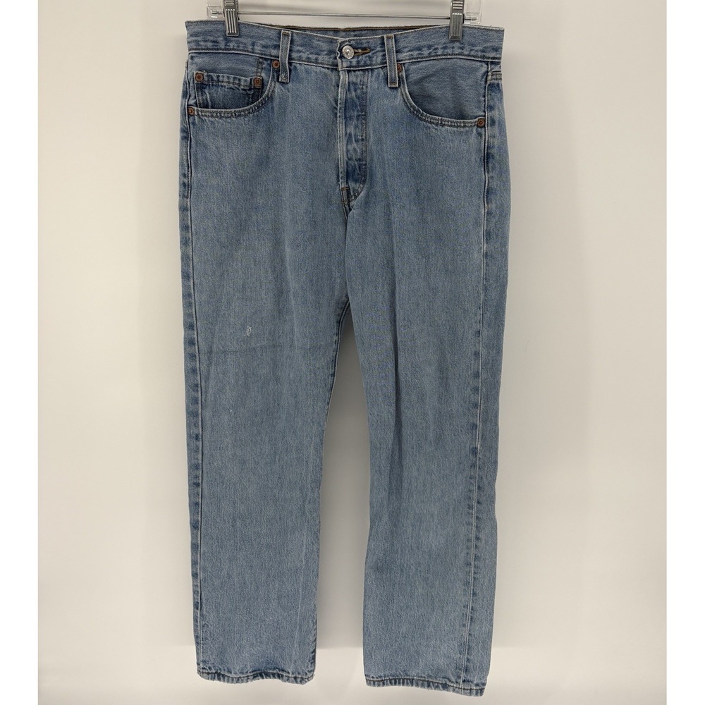 Levis 501 Original Fit Jeans Light Wash Button Fly Denim Y2K Men 33X32 (32X31.5)